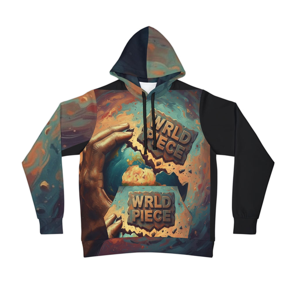 WKE WRLD Artistic WRLD PIECE Athletic Hoodie, AOP Pullover, Unique Sportswear, Stylish Activewear, Gift for Artists, Casual Everyday Wear