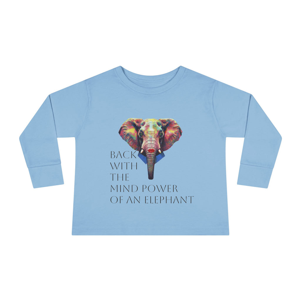 Colorful Elephant Toddler Long Sleeve Tee — Vibrant Safari Animal Shirt for Kids