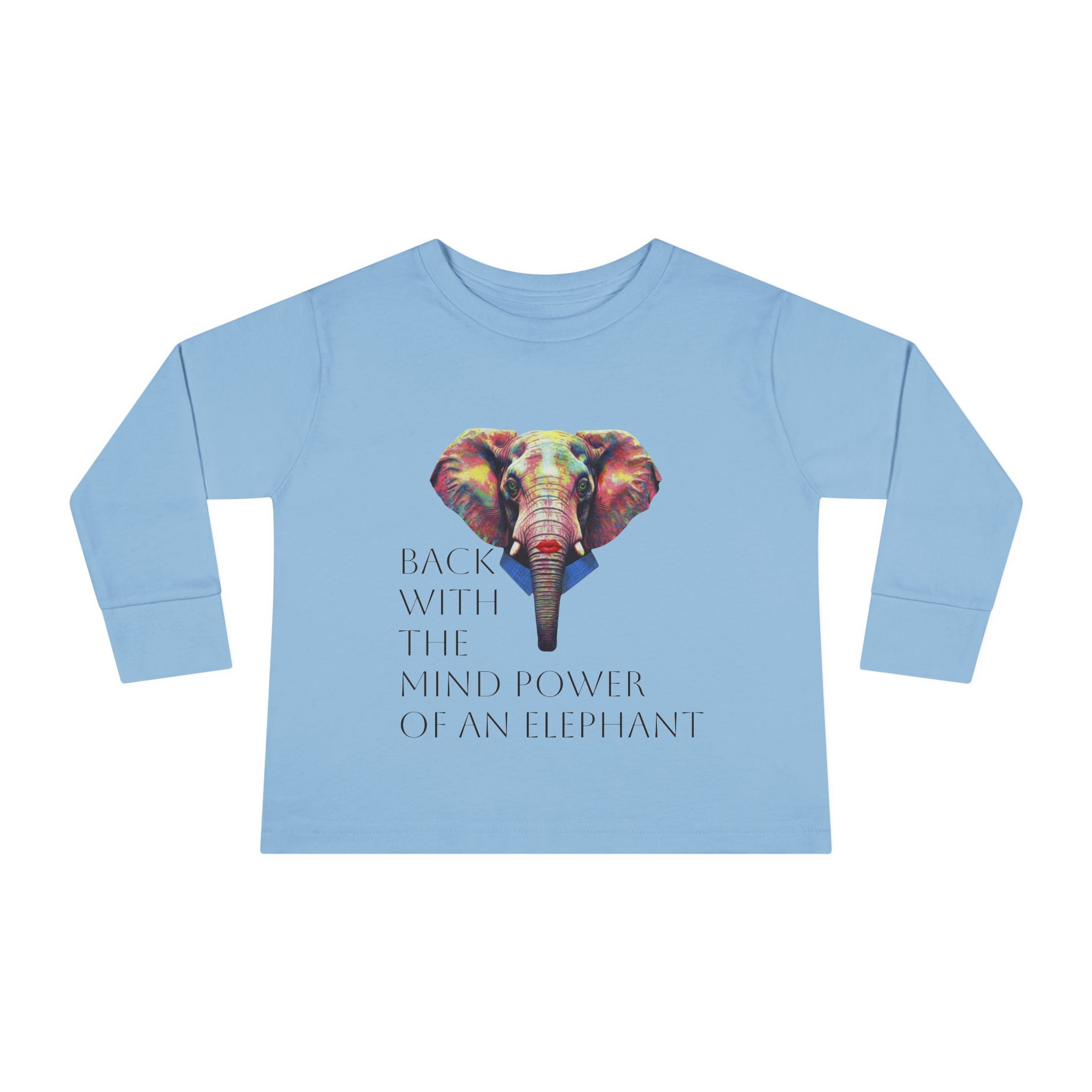 Colorful Elephant Toddler Long Sleeve Tee — Vibrant Safari Animal Shirt for Kids