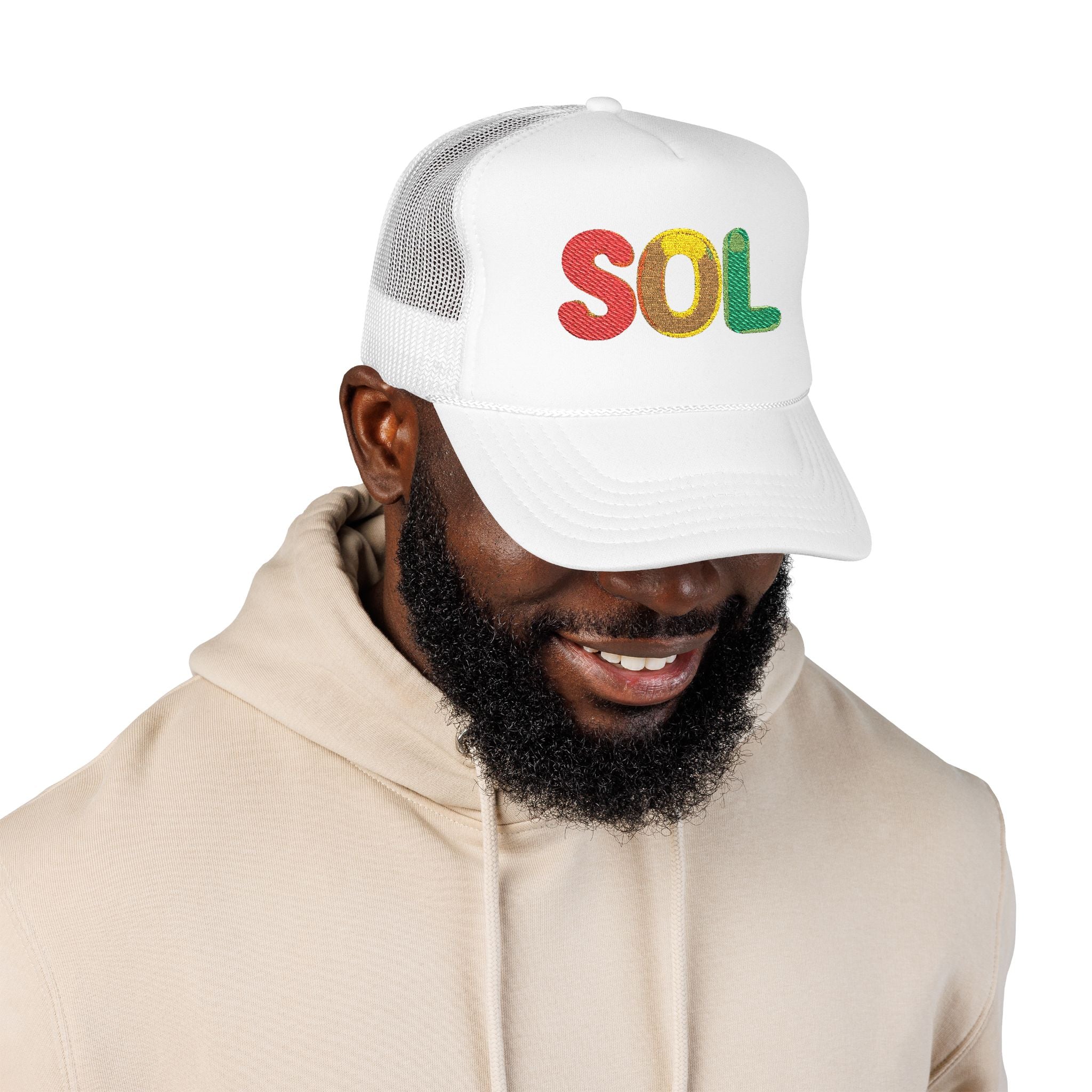 Colorful 'SOL' Foam Trucker Hat for Summer Fun