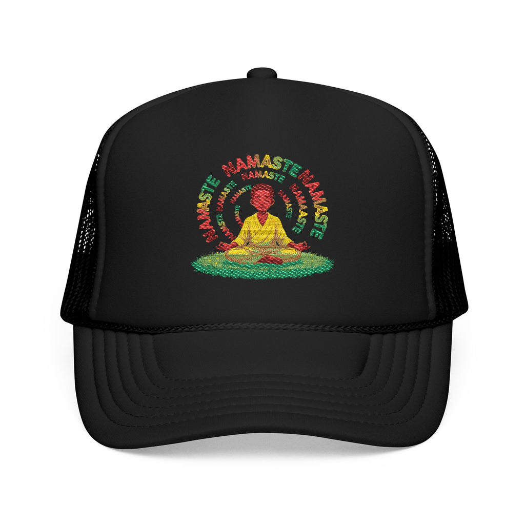 Buddha Meditation Foam Trucker Hat - Embroidered Red Cap for Mindfulness and Style