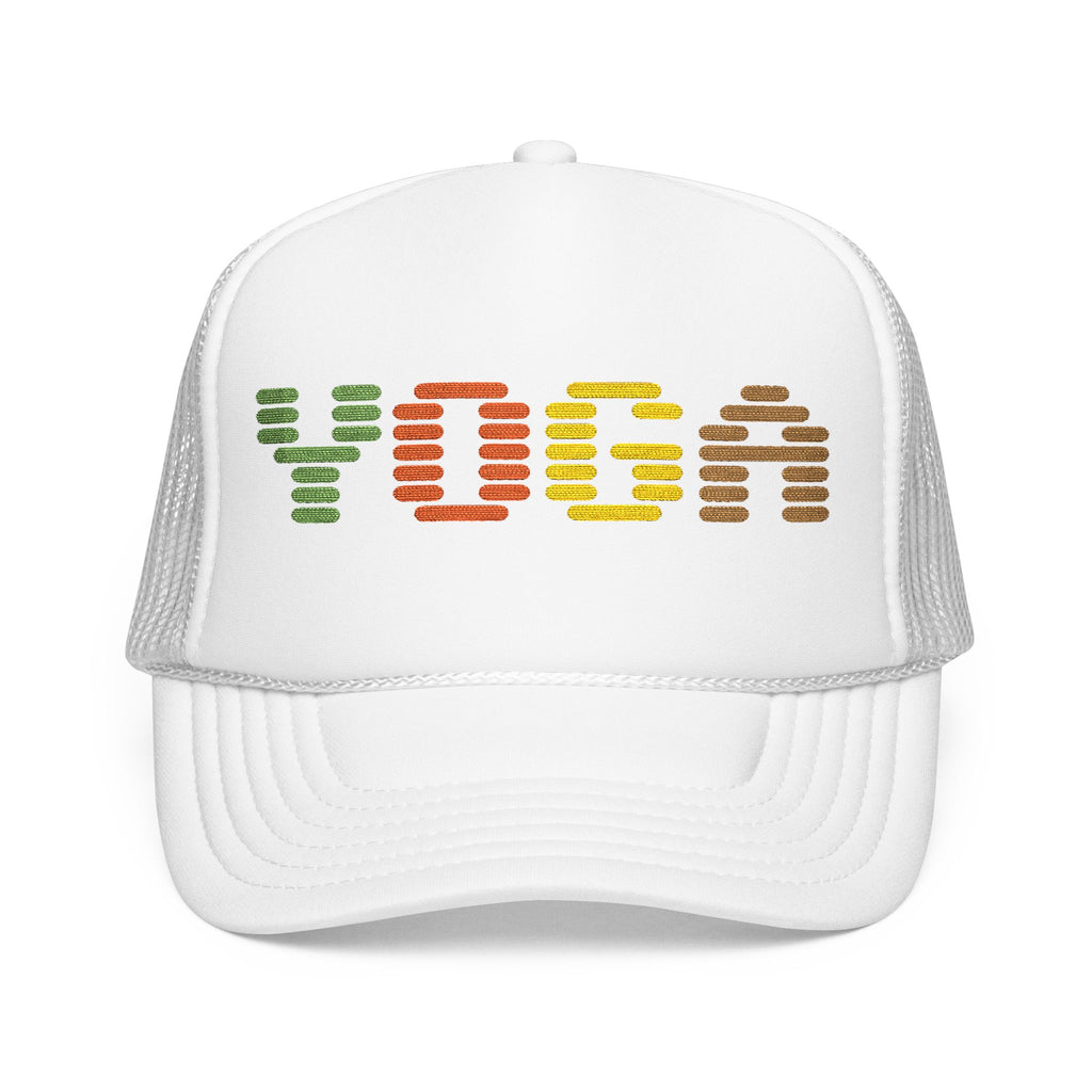 Yoga Foam Trucker Hat - Embroidered Red Cap for Yoga Enthusiasts