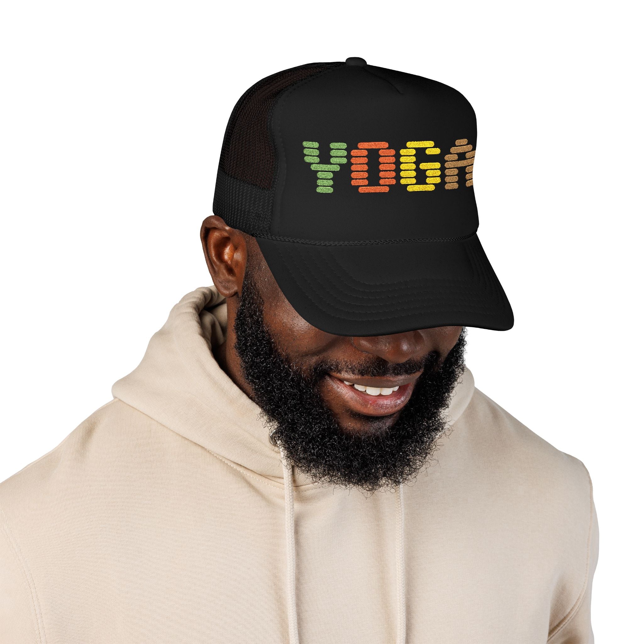 Yoga Foam Trucker Hat - Embroidered Red Cap for Yoga Enthusiasts
