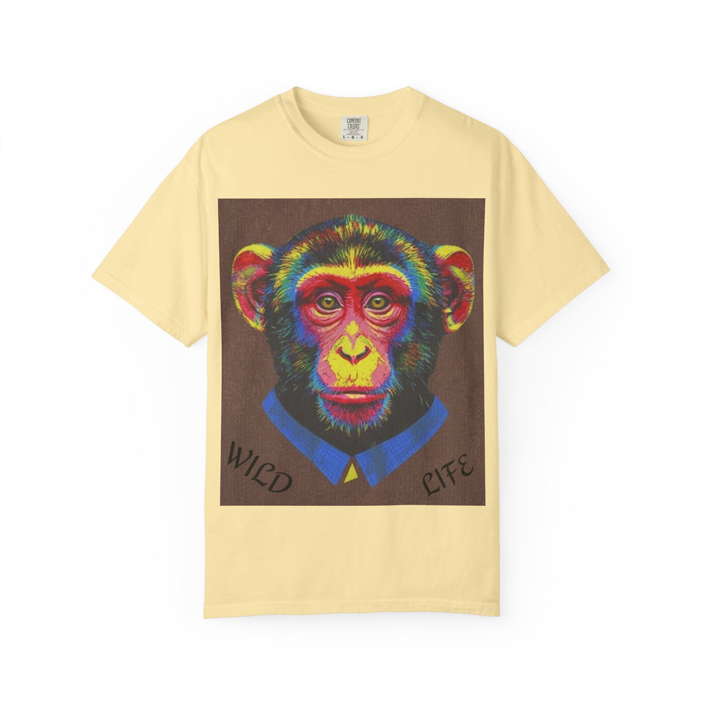 Wild Life Chimp Portrait T-Shirt — Colorful Retro Primate Graphic Tee