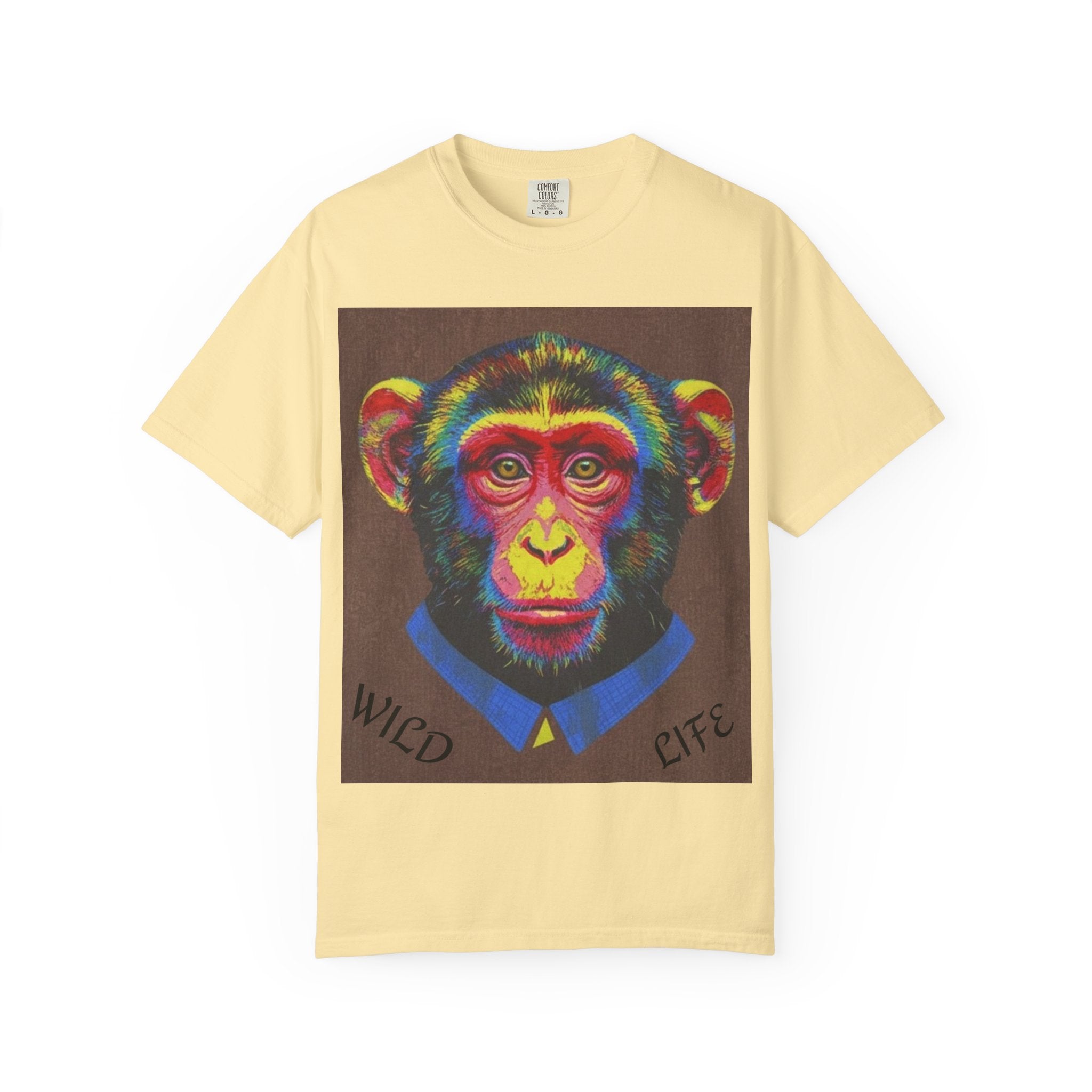 Wild Life Chimp Portrait T-Shirt — Colorful Retro Primate Graphic Tee