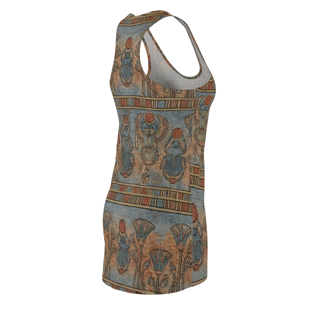 Egyptian Scarab Racerback Dress — Ancient Floral Motif AOP