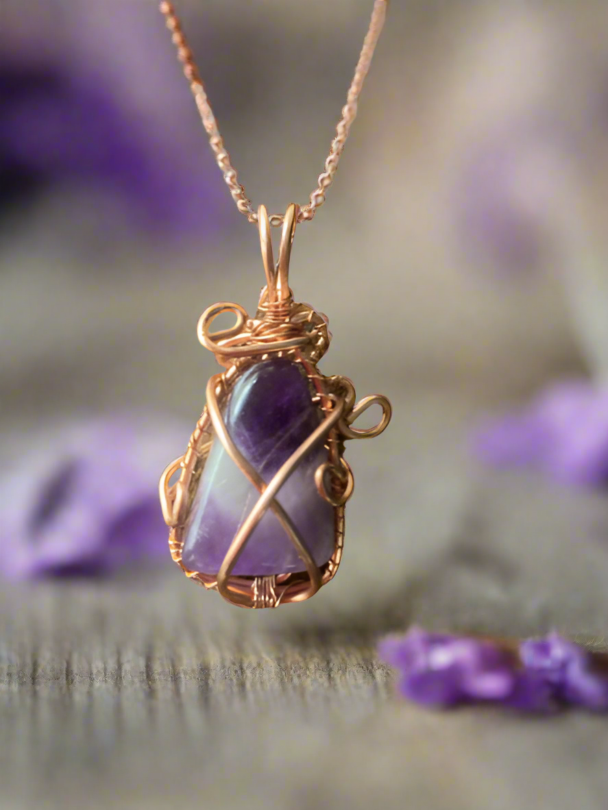 Pure Copper Tumbled stone Wrapped pendants