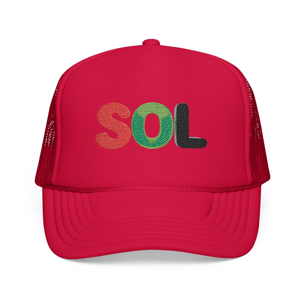 Red green and black Embroidered Trucker Hat - SOL Design