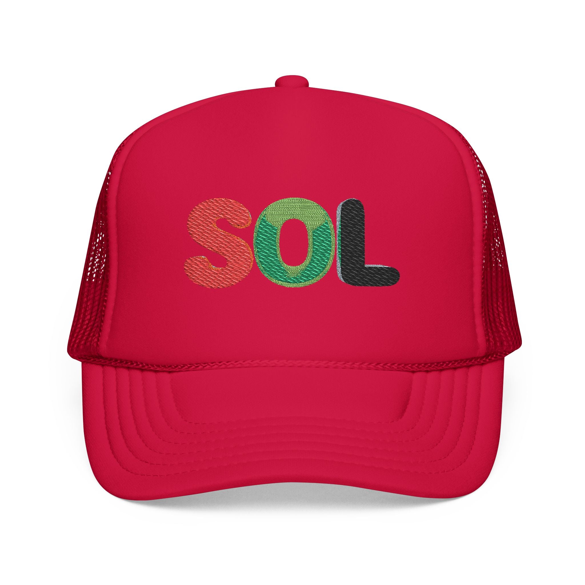 Red green and black Embroidered Trucker Hat - SOL Design