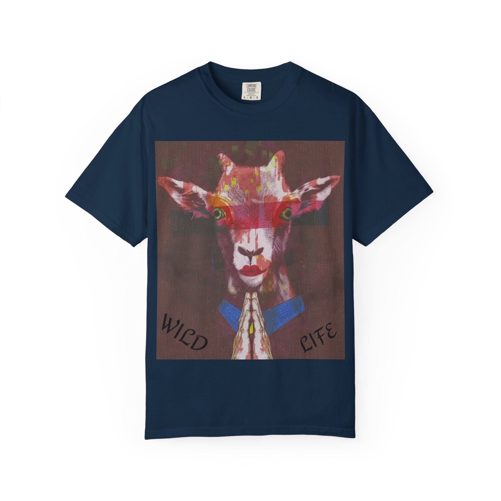 Wild Life Goat Portrait T-Shirt — Colorful Retro Primate Graphic Tee