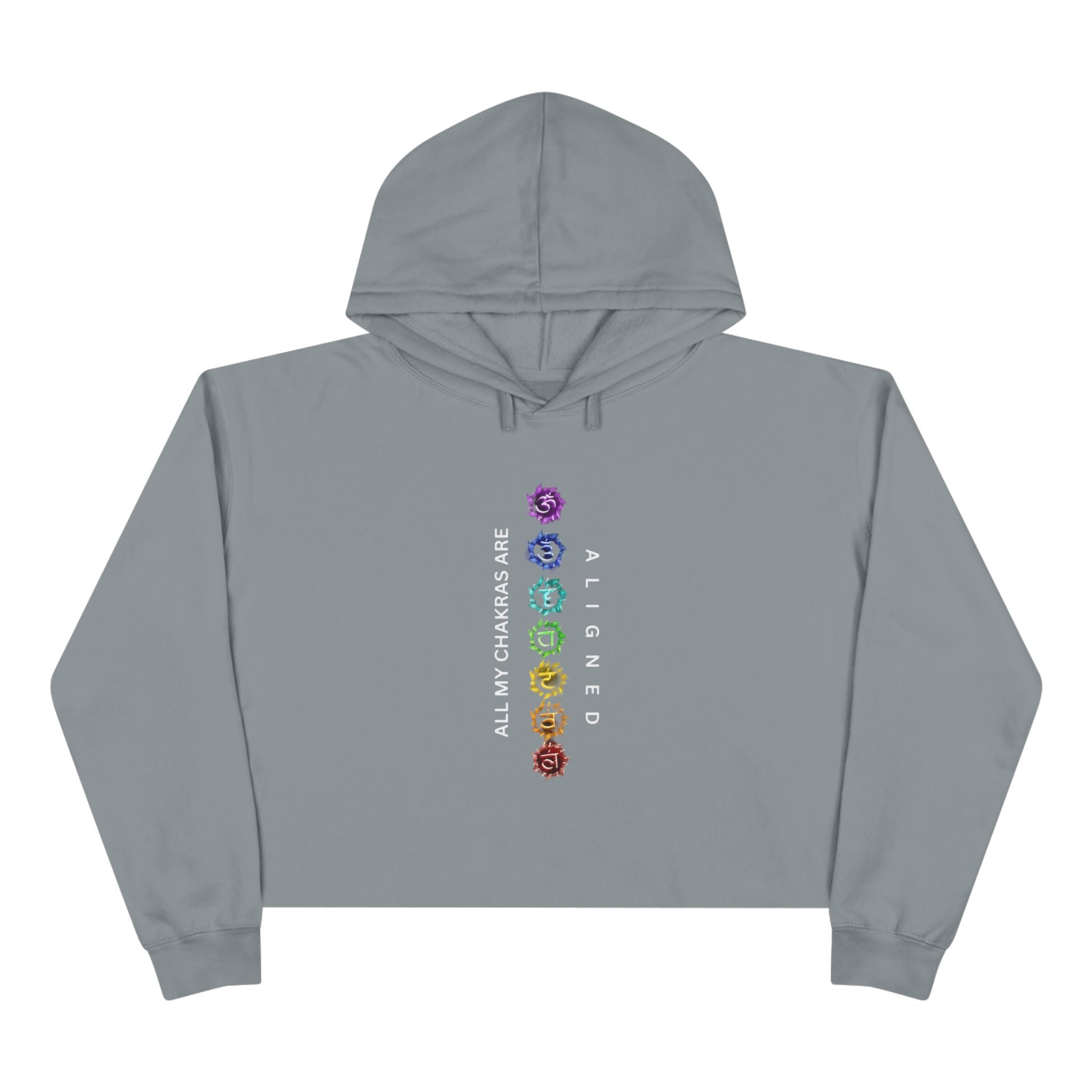 Chakra Alignment Crop Hoodie - Spiritual Gift for Yoga Lovers, Meditation, Affirmation Apparel, Cozy Layer for Self-Care