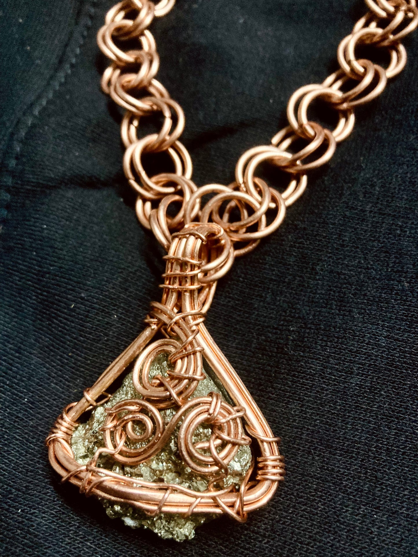 Pure Copper Wire Wrapped Pyrite pendants