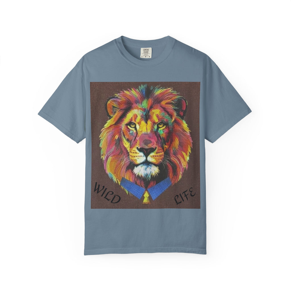 Wild Life Lion Portrait T-Shirt — Colorful Retro Primate Graphic Tee