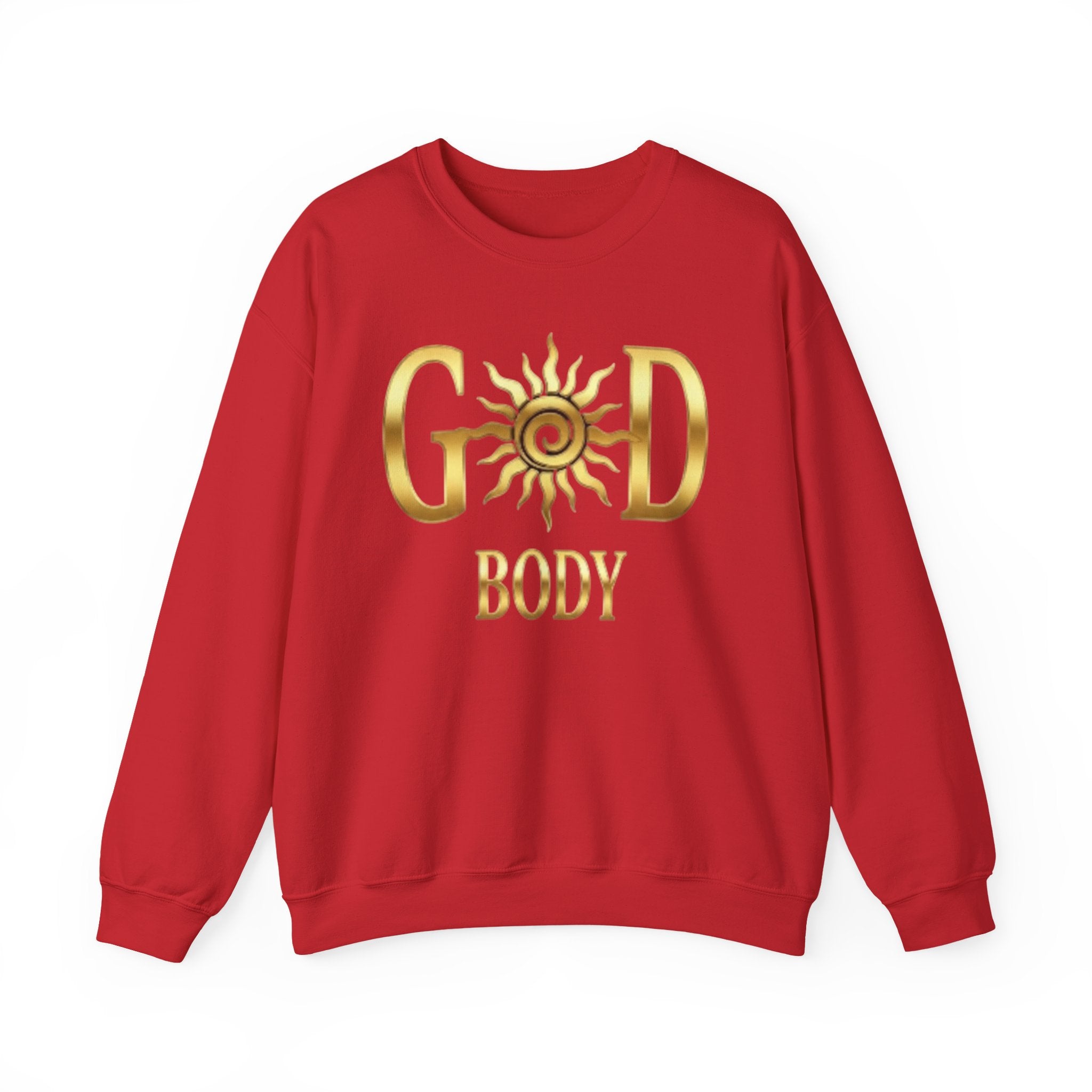 God Body Crewneck Sweatshirt — Gold Sun Spiritual Graphic