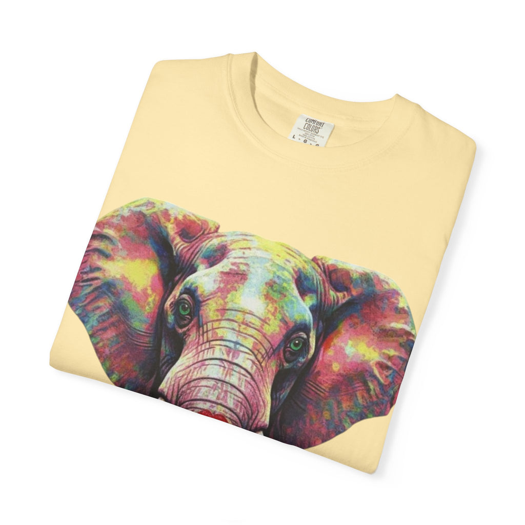 Wild Life Elephant Portrait T-Shirt — Colorful Retro Primate Graphic Tee