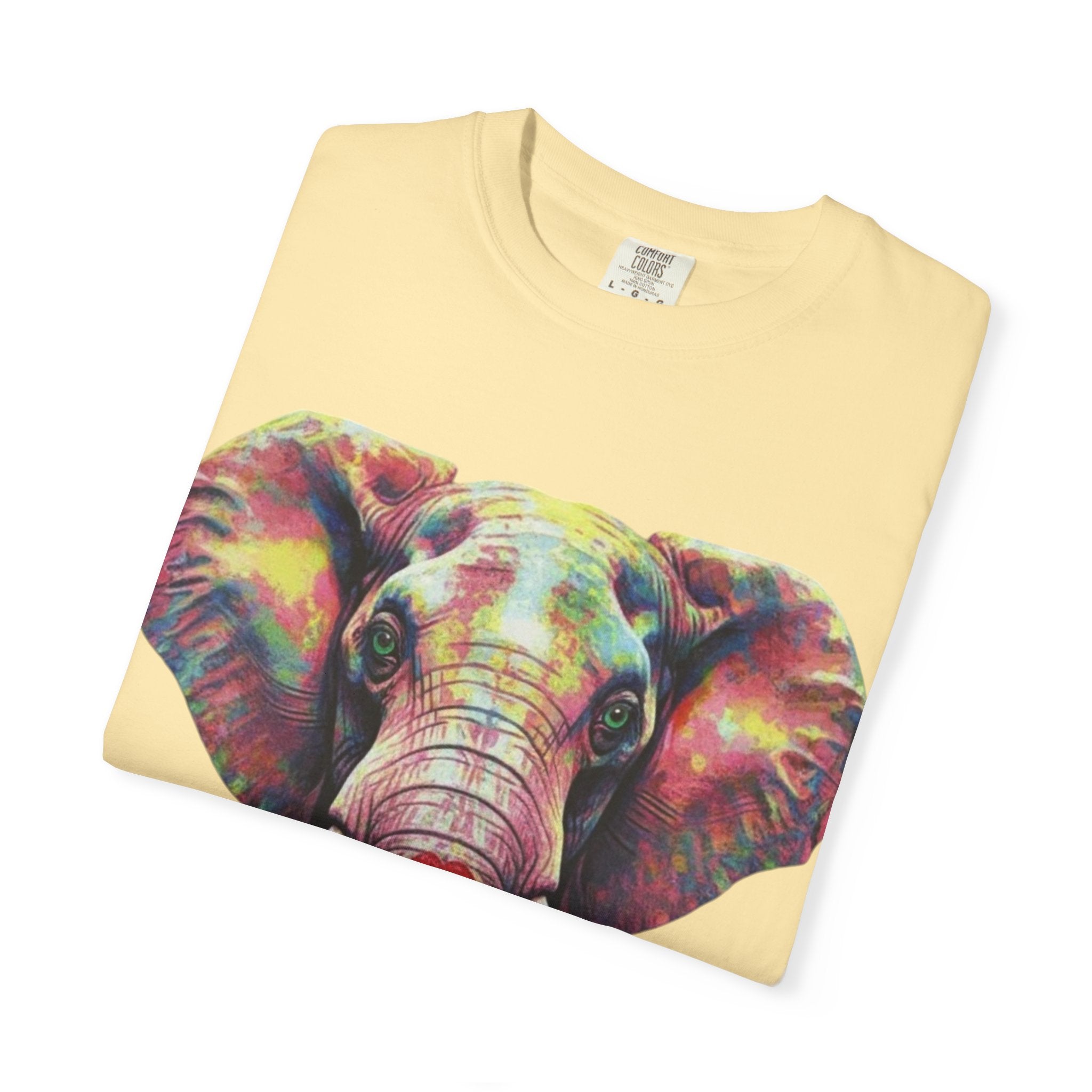 Wild Life Elephant Portrait T-Shirt — Colorful Retro Primate Graphic Tee