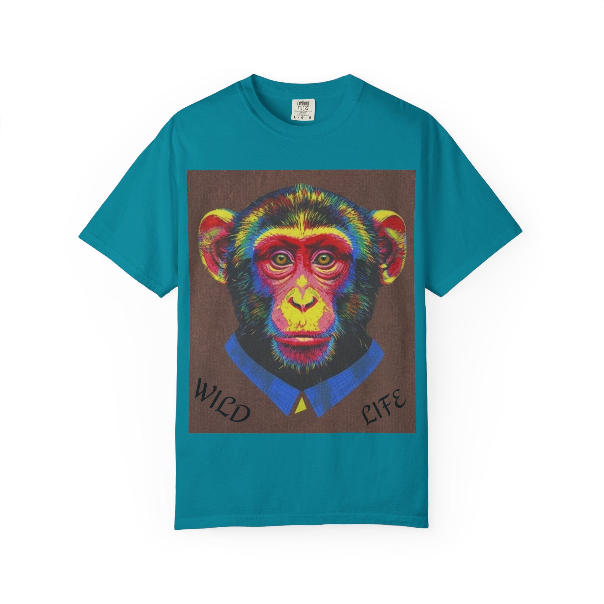 Wild Life Chimp Portrait T-Shirt — Colorful Retro Primate Graphic Tee