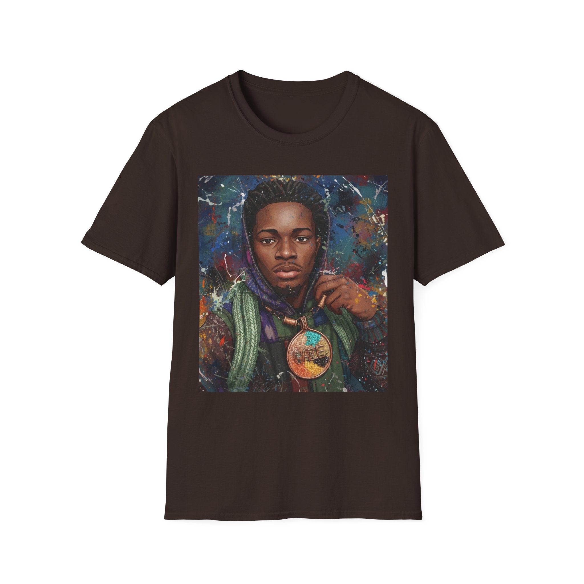 Arcaze Portrait T‑Shirt — Cosmic Musician Artwork