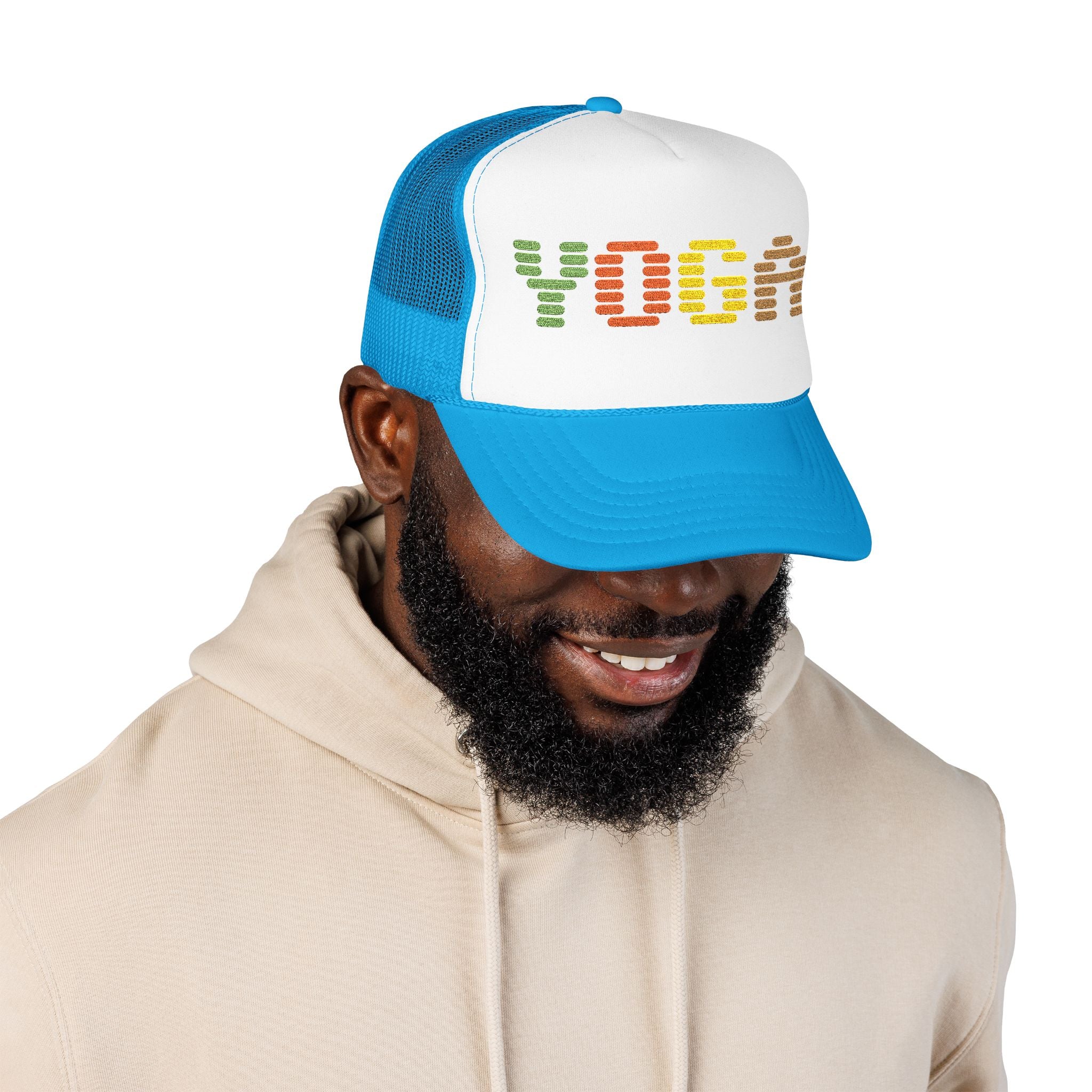 Yoga Foam Trucker Hat - Embroidered Red Cap for Yoga Enthusiasts