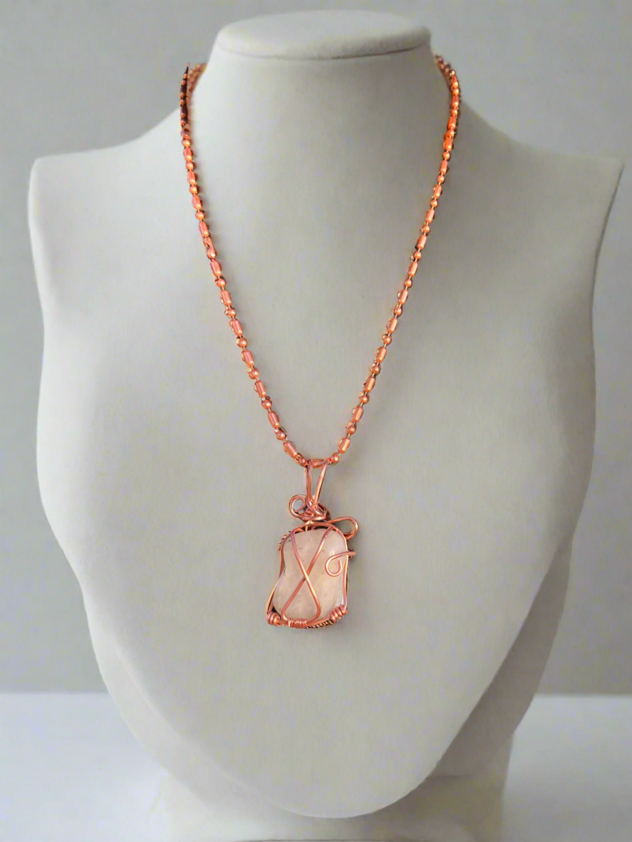 iamevibez Pure Copper Custom Wire Wrapped kunzite Necklace