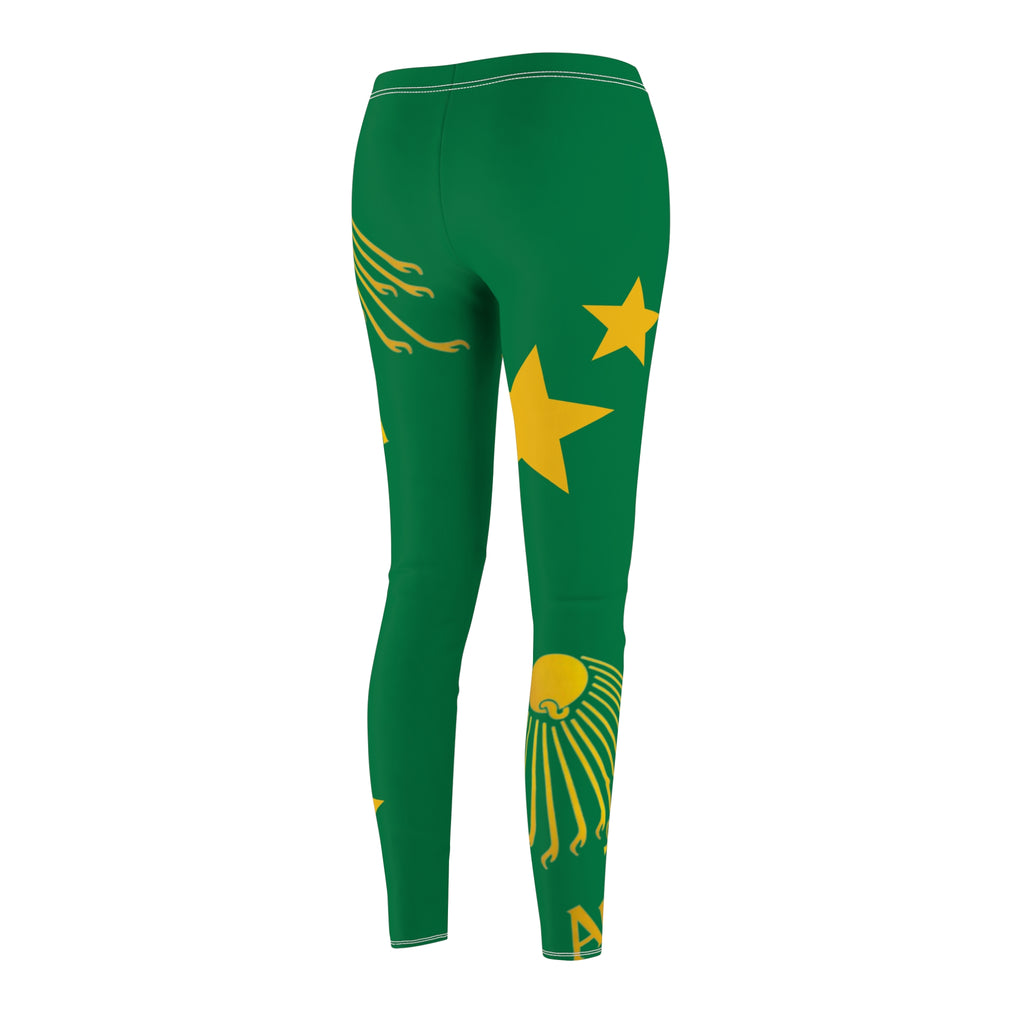 Gold Sunburst 'Aurora' Printed Leggings (White)