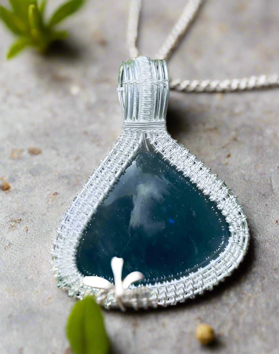 Silver Plated Copper Moss Agate Pendant