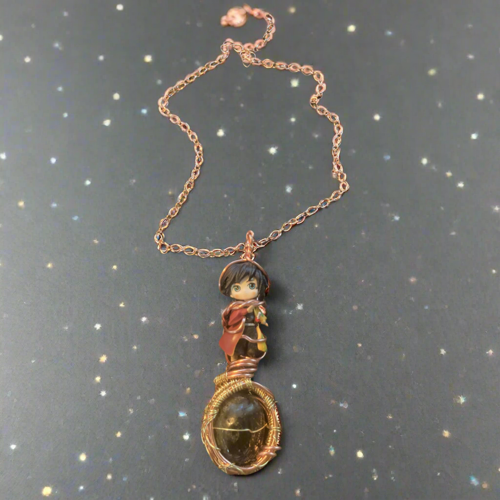 Custom Demon Slayer And Labradorite Anime Necklace