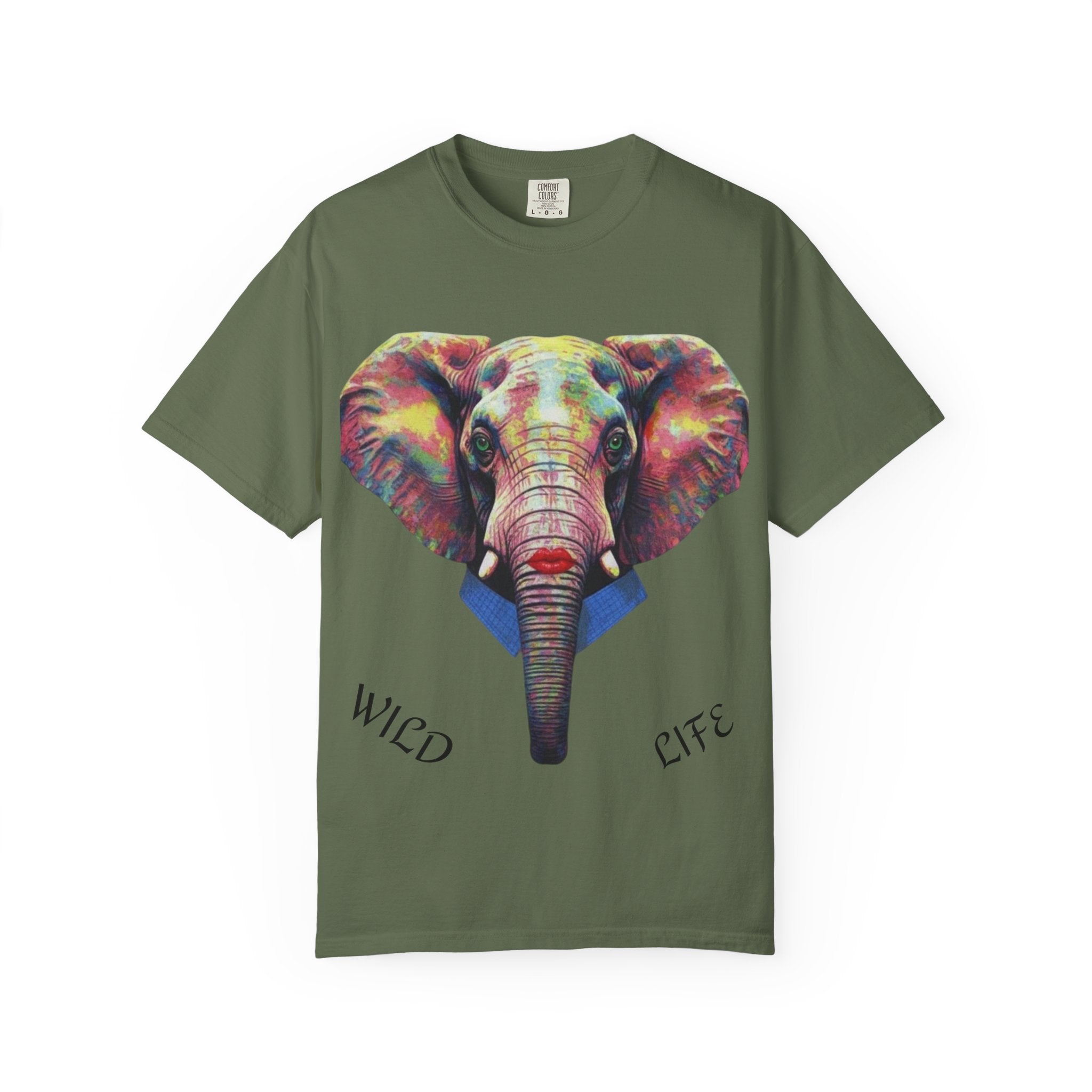 Wild Life Elephant Portrait T-Shirt — Colorful Retro Primate Graphic Tee