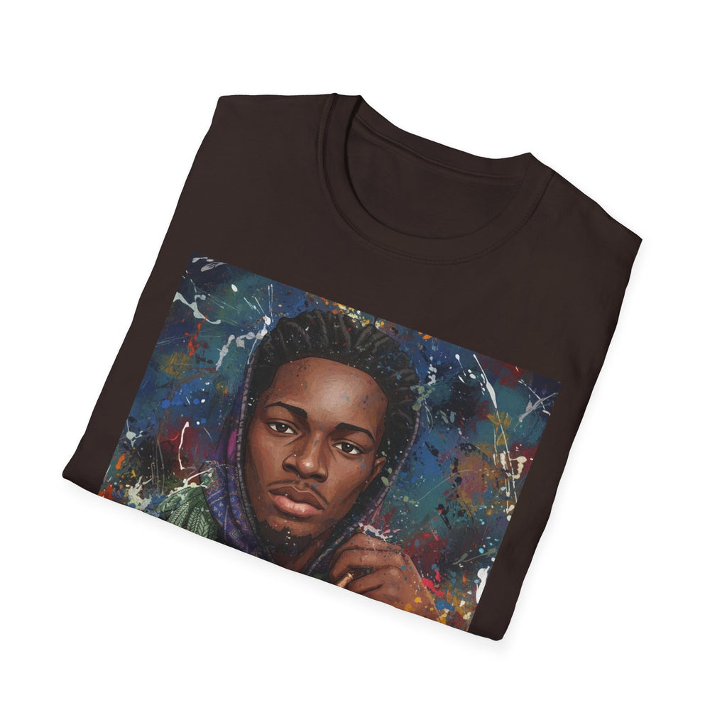 Arcaze Portrait T‑Shirt — Cosmic Musician Artwork
