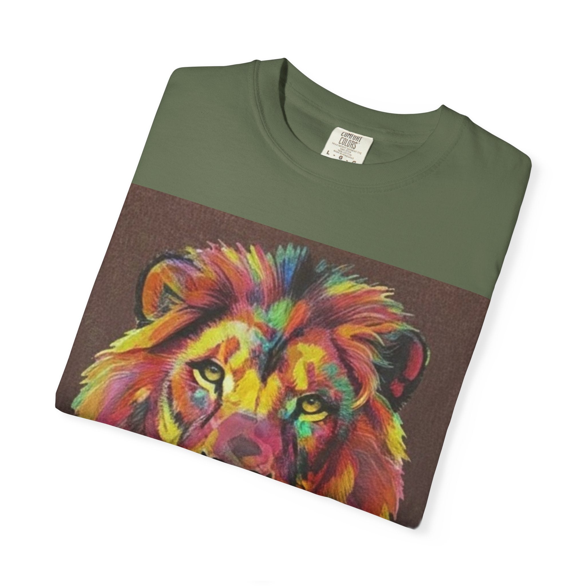Wild Life Lion Portrait T-Shirt — Colorful Retro Primate Graphic Tee