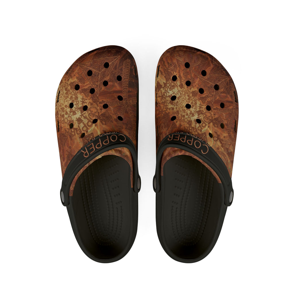 WKE WRLD Copper Inspired Crocs, Printed Comfort Shoes, Summer Footwear, Lounge Clogs, Gift for Her, Outdoor Footwear