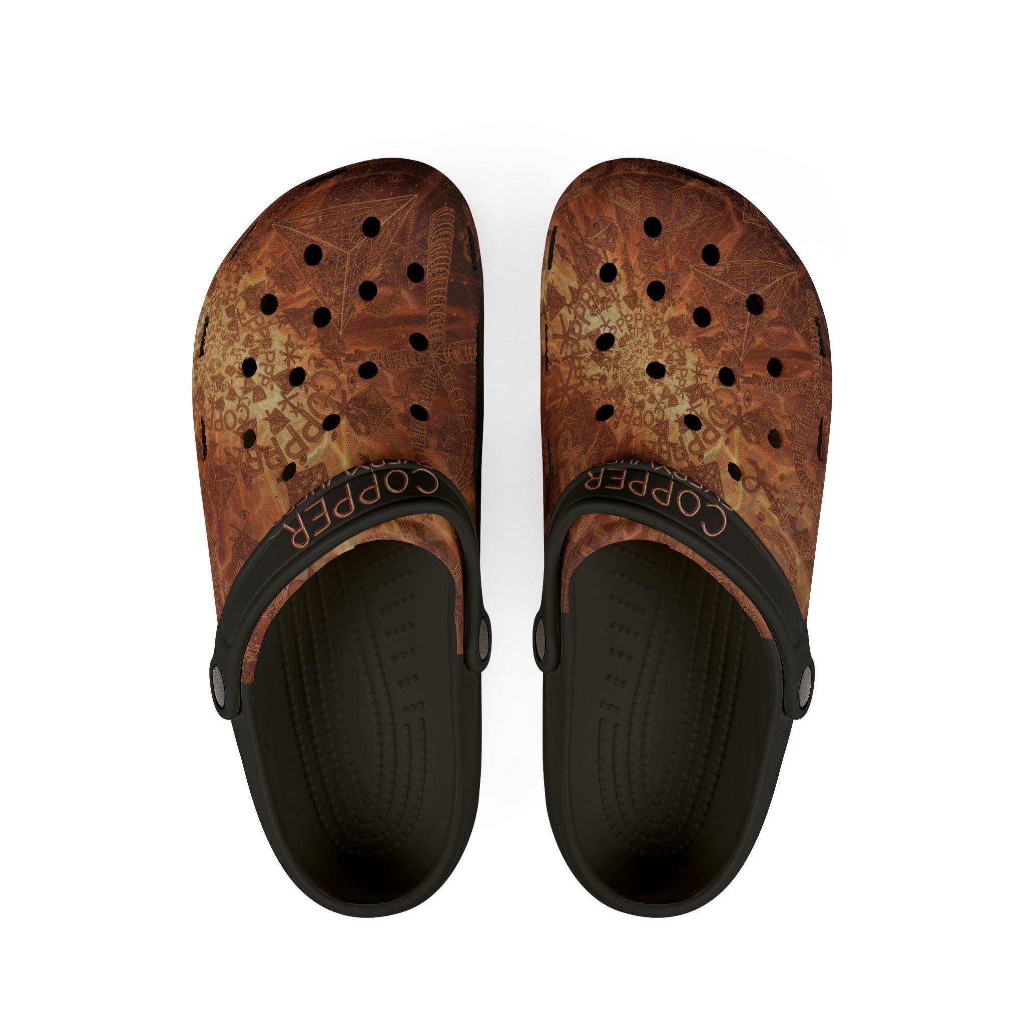 WKE WRLD Copper Inspired Crocs, Printed Comfort Shoes, Summer Footwear, Lounge Clogs, Gift for Her, Outdoor Footwear