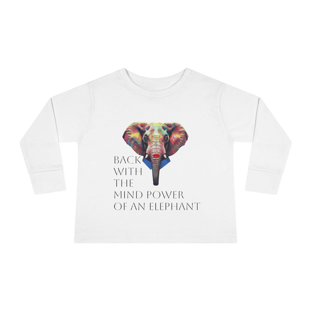 Colorful Elephant Toddler Long Sleeve Tee — Vibrant Safari Animal Shirt for Kids