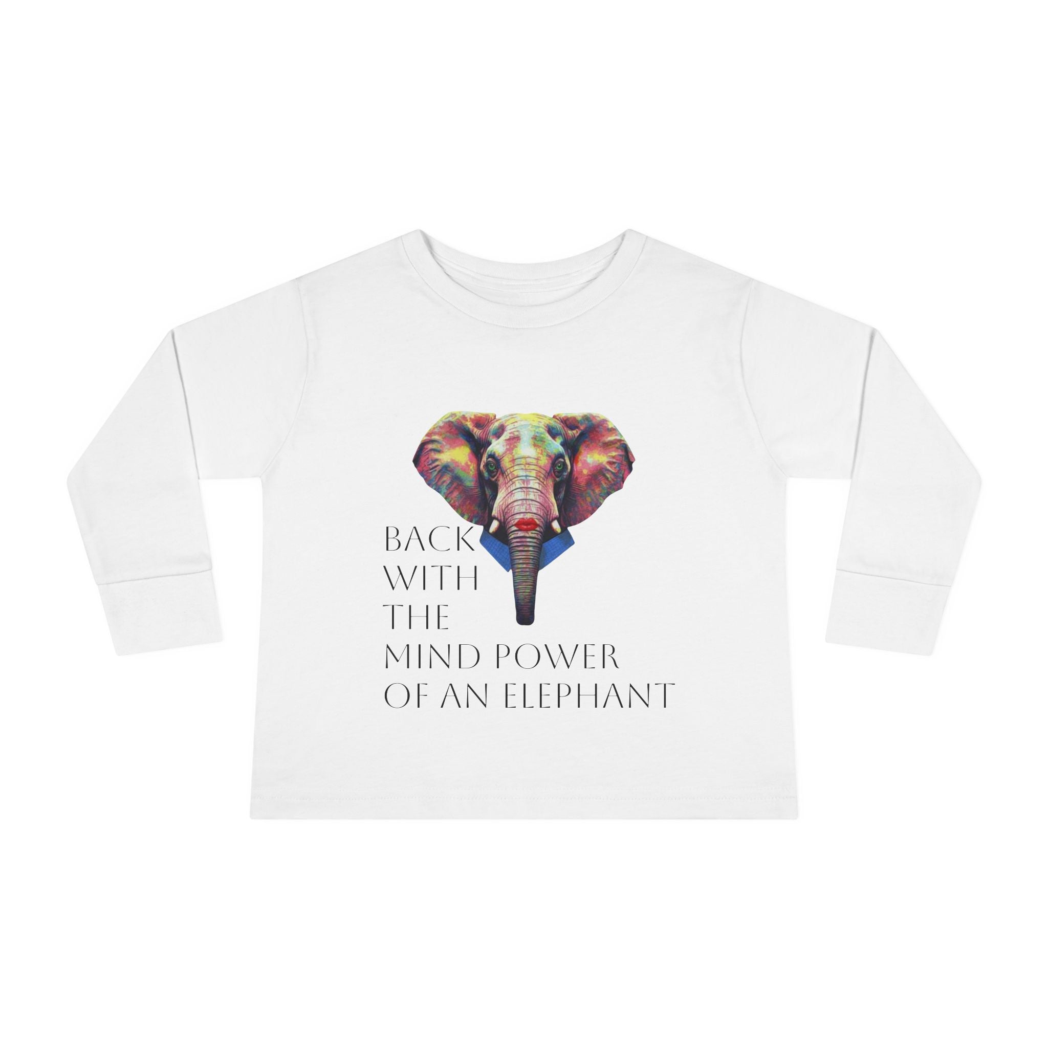 Colorful Elephant Toddler Long Sleeve Tee — Vibrant Safari Animal Shirt for Kids