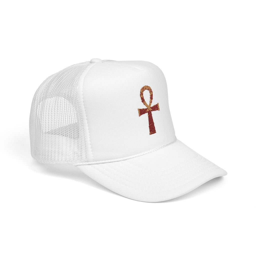 Embroidered Ankh Foam Trucker Hat - Stylish & Trendy Cap