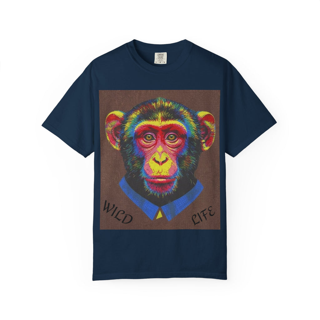 Wild Life Chimp Portrait T-Shirt — Colorful Retro Primate Graphic Tee