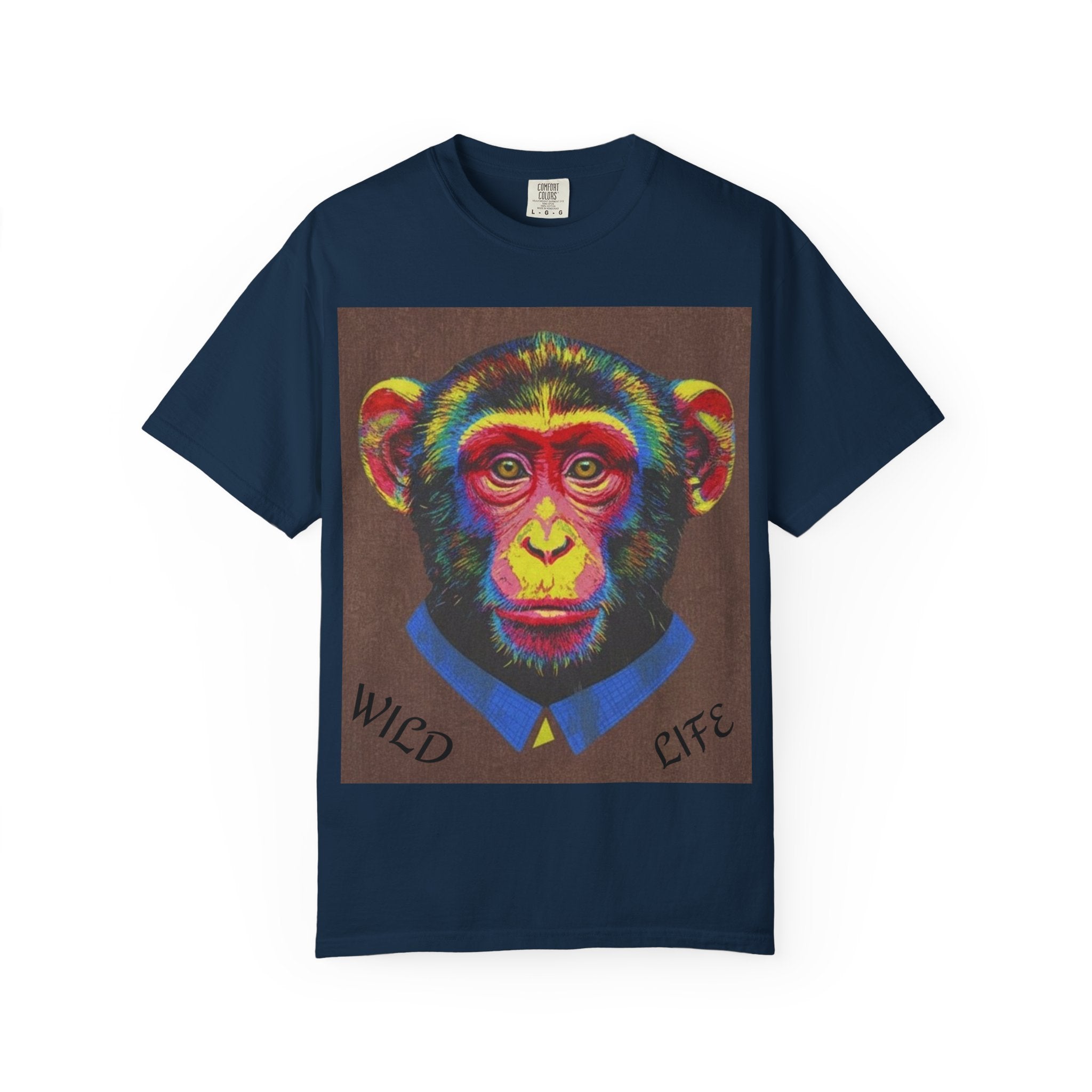 Wild Life Chimp Portrait T-Shirt — Colorful Retro Primate Graphic Tee