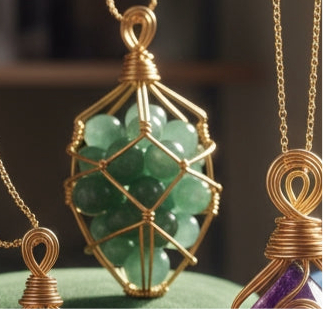 Wire wrapped gold non-tarnishing crystal necklace