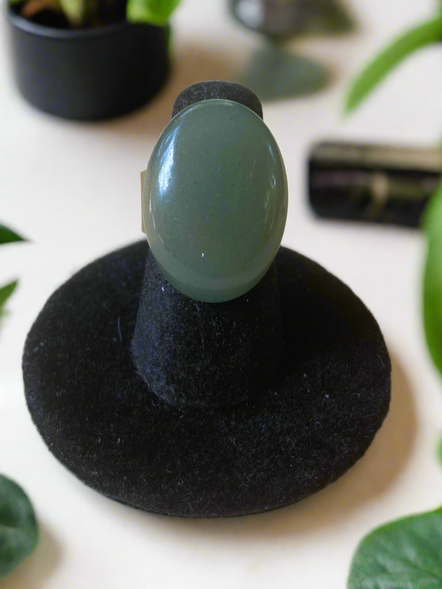 Oval Crystal Ring (Stainless Steel)