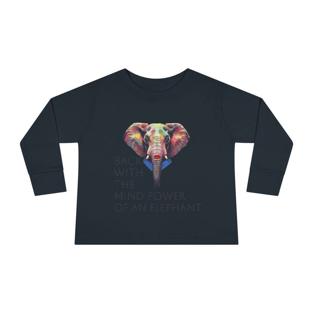 Colorful Elephant Toddler Long Sleeve Tee — Vibrant Safari Animal Shirt for Kids