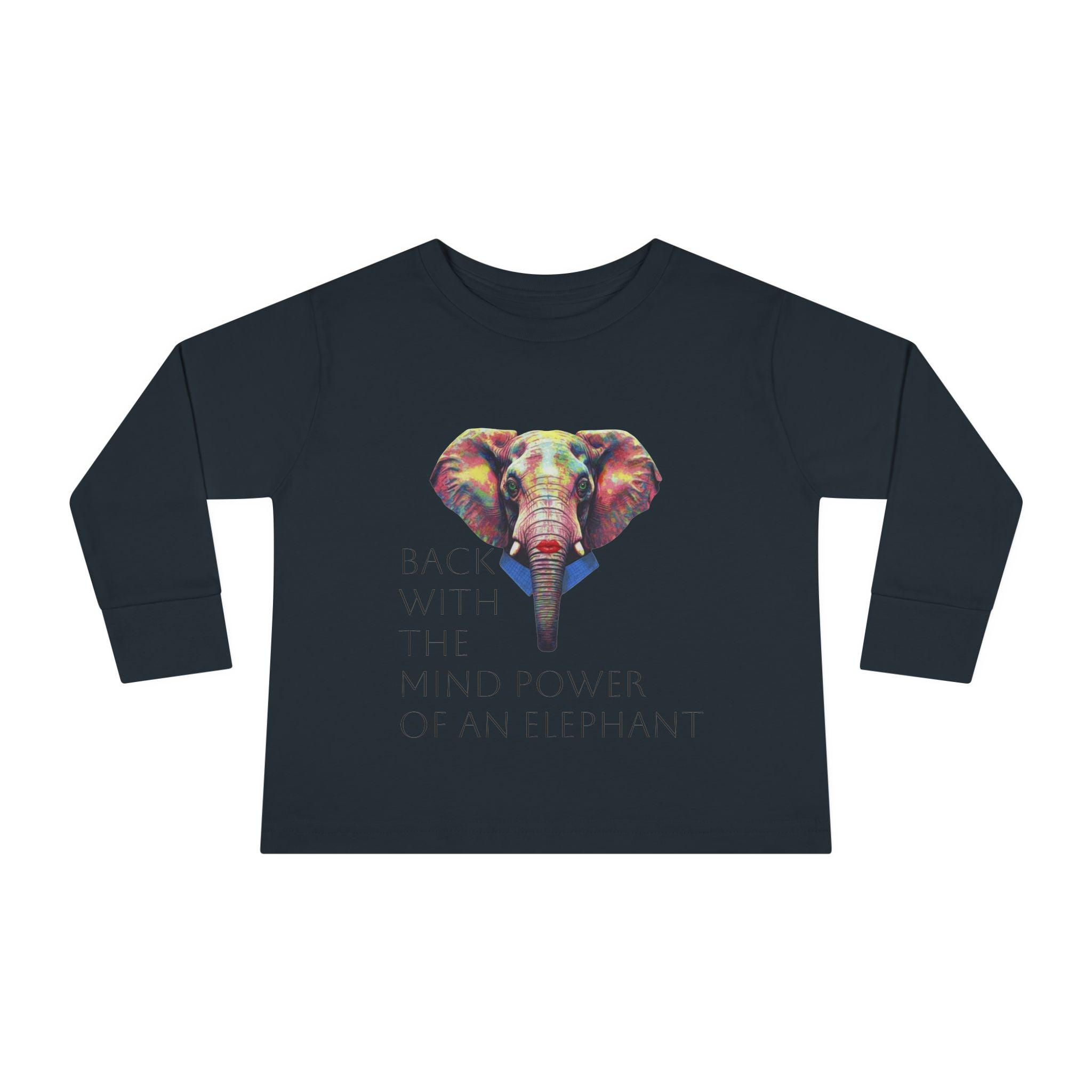 Colorful Elephant Toddler Long Sleeve Tee — Vibrant Safari Animal Shirt for Kids