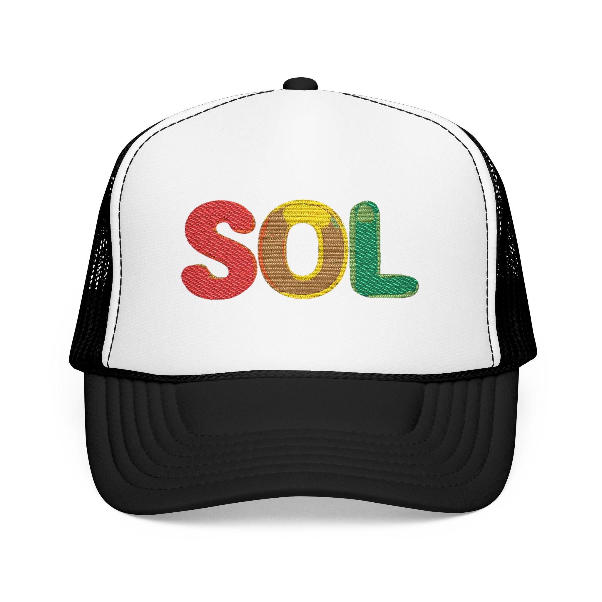 Colorful 'SOL' Foam Trucker Hat for Summer Fun