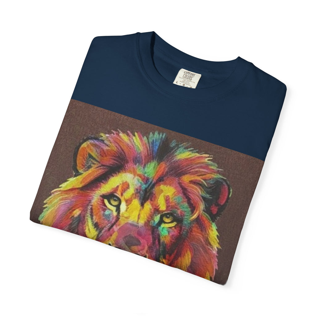 Wild Life Lion Portrait T-Shirt — Colorful Retro Primate Graphic Tee
