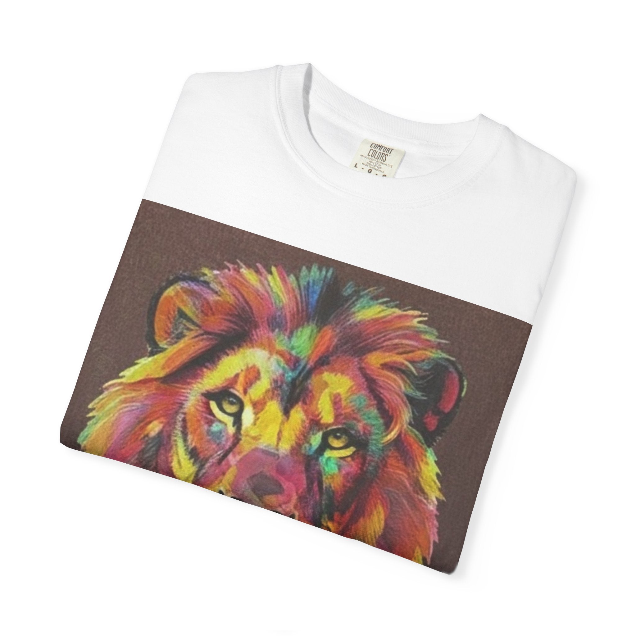 Wild Life Lion Portrait T-Shirt — Colorful Retro Primate Graphic Tee
