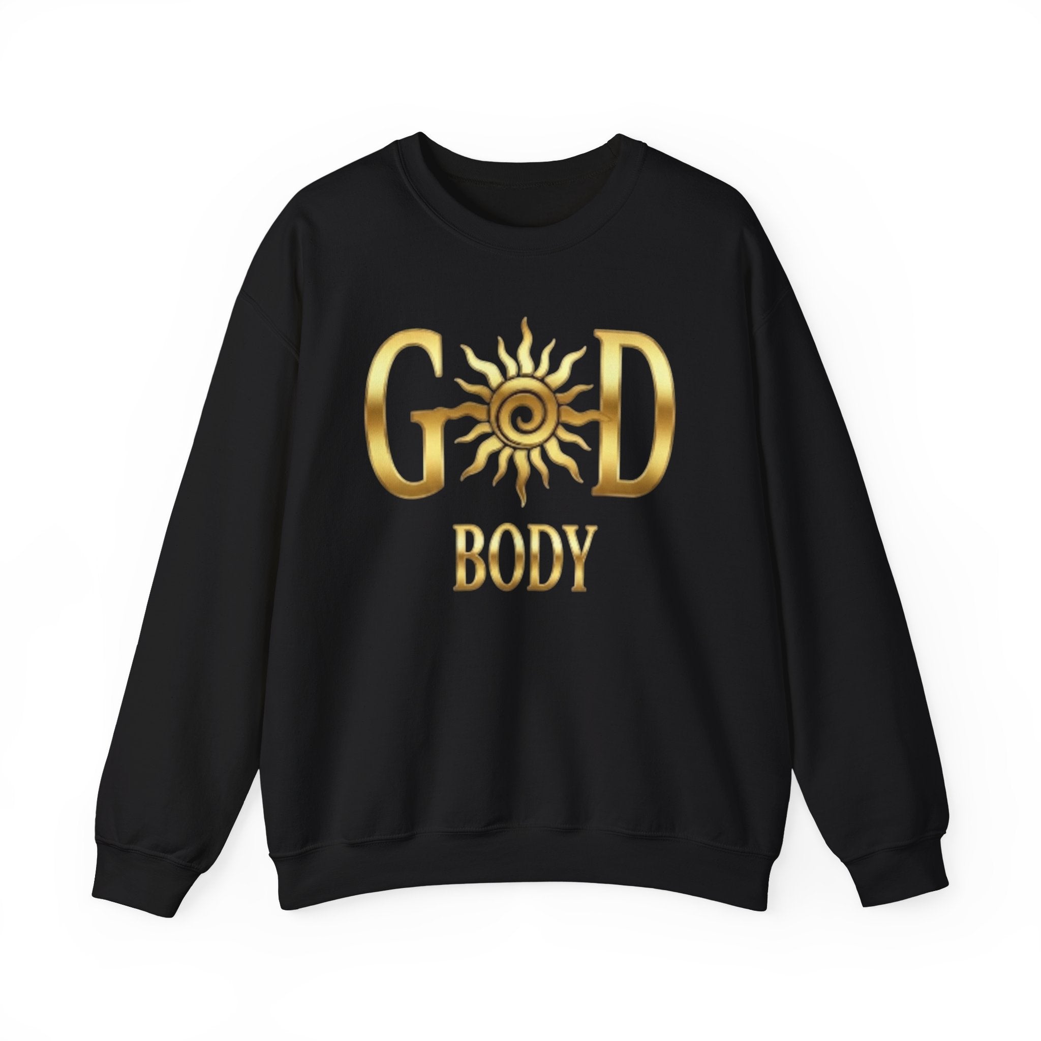 God Body Crewneck Sweatshirt — Gold Sun Spiritual Graphic