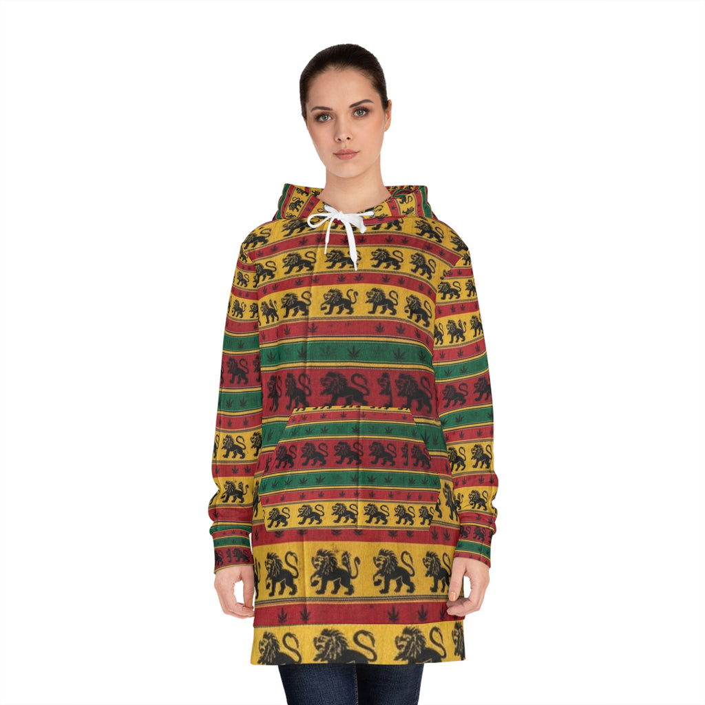 Vibrant Rasta Inspired Women's Hoodie Dress, Stylish Streetwear, Rasta-Inspired Fashion, Cozy Layering Piece, Perfect for Festivals and Parties