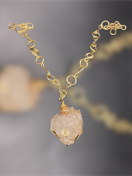 iamevibez Custom Brass Wire Wrapped Druzy Necklace