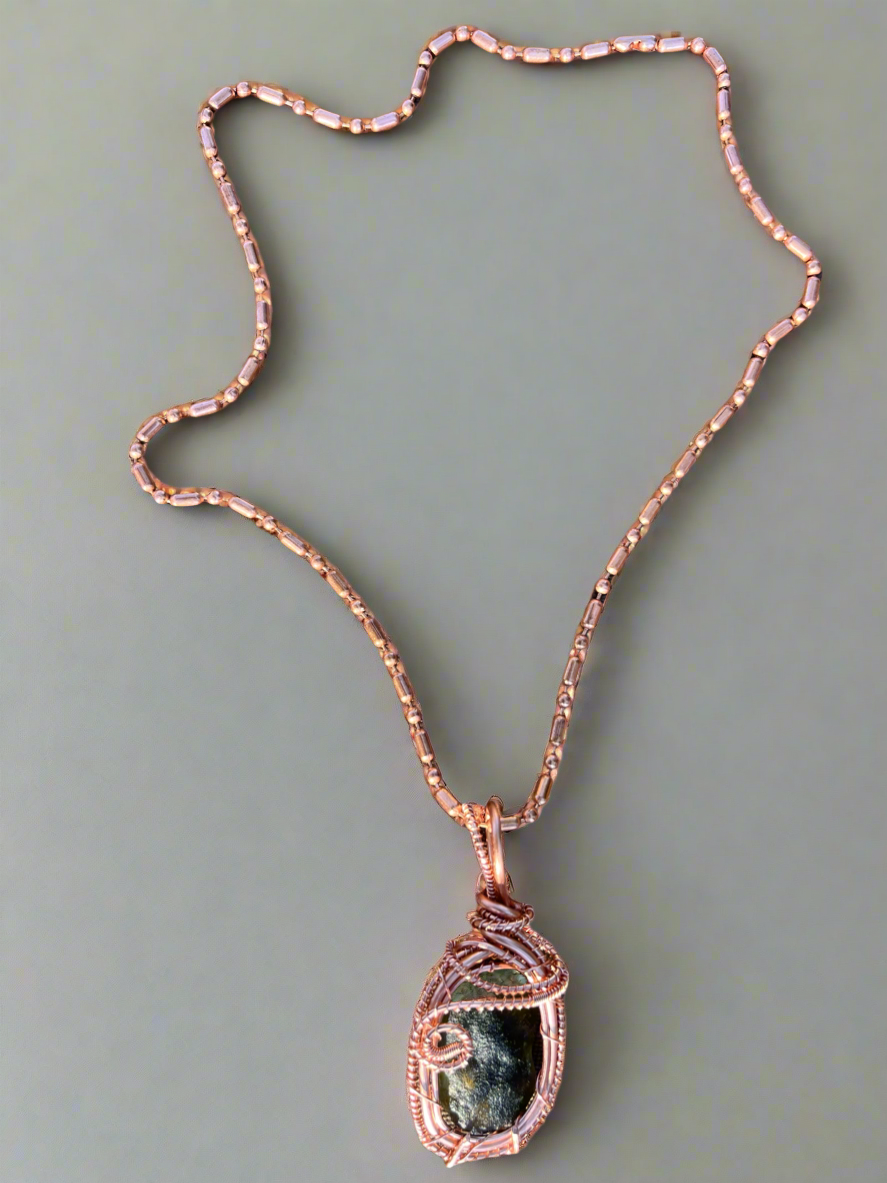 iamevibez Custom Wire Wrapped Moldavite Necklace