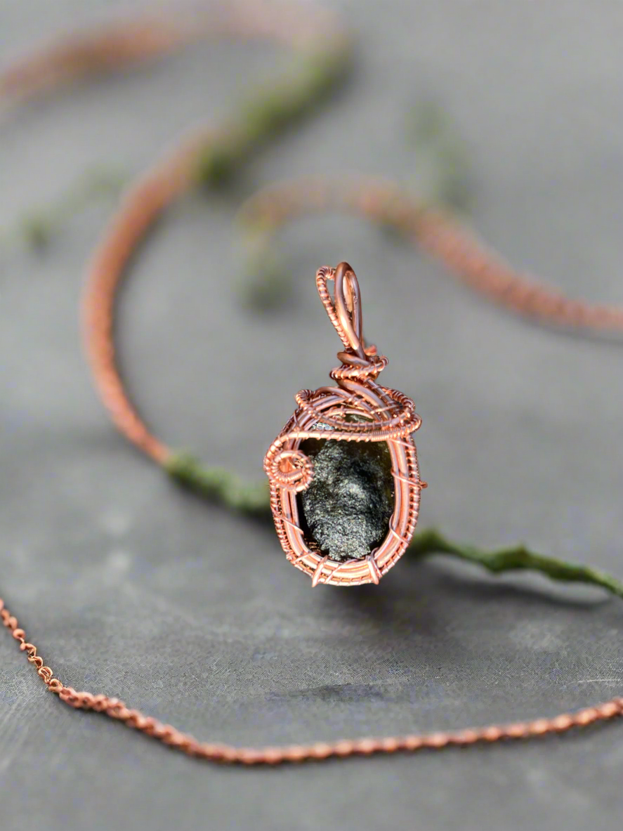 iamevibez Custom Wire Wrapped Moldavite Necklace