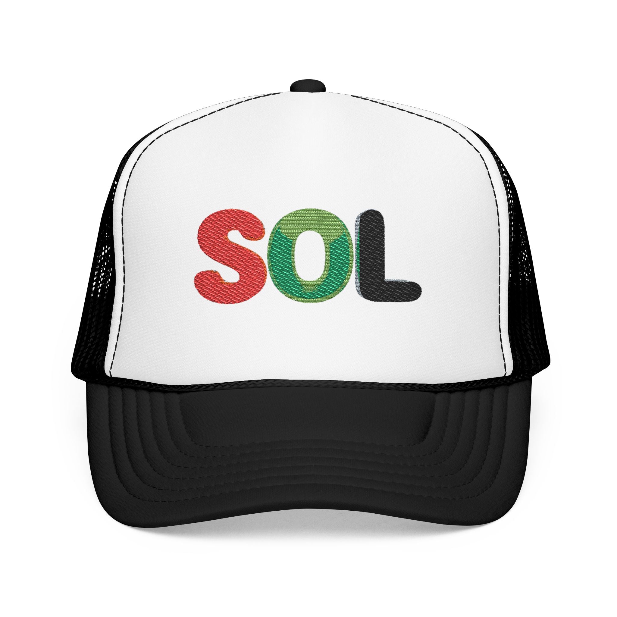 Red green and black Embroidered Trucker Hat - SOL Design